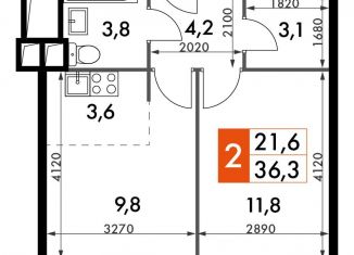 Двухкомнатная квартира на продажу, 36.2 м2, Москва, ЖК Движение Тушино, жилой комплекс Движение Тушино, к1-2