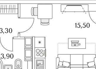 Продажа квартиры студии, 24.3 м2, Санкт-Петербург, муниципальный округ Юнтолово