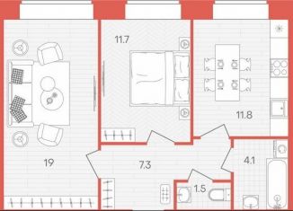 Продам 2-комнатную квартиру, 55.4 м2, Пенза, площадь Ленина, Ленинский район