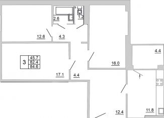 Продается трехкомнатная квартира, 84.6 м2, Псков, Северная улица, 43, ЖК Сиреневый Парк