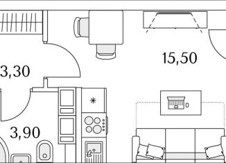 Продам квартиру студию, 24.3 м2, Санкт-Петербург, муниципальный округ Юнтолово