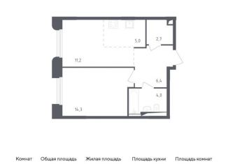 Продаю 1-комнатную квартиру, 43.6 м2, Московская область, жилой комплекс Заречье Парк, к3.1