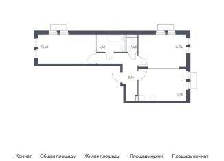 2-комнатная квартира на продажу, 58.8 м2, Красногорск, жилой комплекс Квартал Строгино, к2