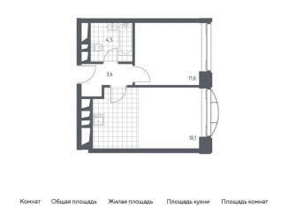Однокомнатная квартира на продажу, 37.8 м2, Москва, жилой комплекс Новоданиловская 8, к2, ЮАО