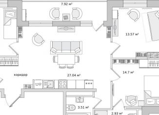 Продаю 3-ком. квартиру, 82.7 м2, деревня Новосаратовка