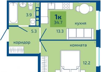 Продаю 1-комнатную квартиру, 34.7 м2, Пермь