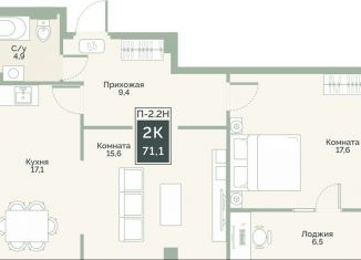 Продается двухкомнатная квартира, 71.1 м2, Курганская область, улица Витебского, 5