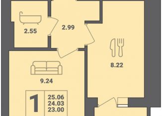 Однокомнатная квартира на продажу, 25.1 м2, Пионерский, улица Гептнера, 15