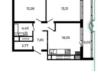 Продам двухкомнатную квартиру, 64.2 м2, посёлок Доброград, улица Благополучия, 2к1
