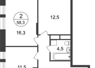 Продам 2-комнатную квартиру, 58.3 м2, Московский, 11-я фаза, к3