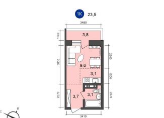 Продаю 1-ком. квартиру, 23.5 м2, Иркутск, Свердловский округ, Старо-Кузьмихинская улица, 36