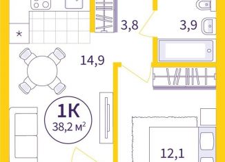 Продаю 1-комнатную квартиру, 36.4 м2, Екатеринбург, ЖК Астон Сезоны