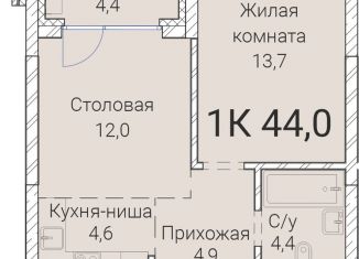 Продам 1-комнатную квартиру, 44 м2, Новосибирск, метро Заельцовская, Овражная улица, 2А