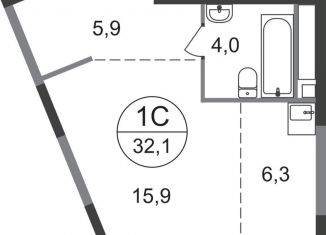 1-комнатная квартира на продажу, 32.1 м2, поселение Внуковское
