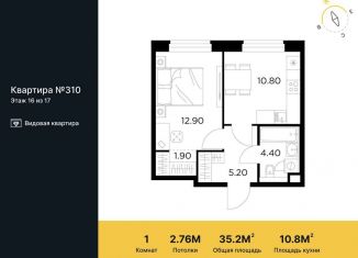 Продажа 1-комнатной квартиры, 35.2 м2, Мытищи