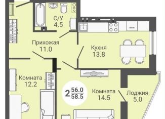 Продается двухкомнатная квартира, 58.5 м2, Новосибирск, метро Площадь Маркса, улица Петухова, 168с2