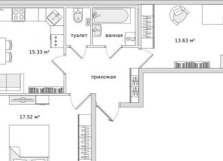 Продам двухкомнатную квартиру, 59.2 м2, Санкт-Петербург, Пулковское шоссе, 42к6, метро Звёздная