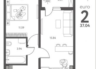 1-комнатная квартира на продажу, 37 м2, Липецк