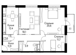 Продаю 3-комнатную квартиру, 84 м2, Москва, станция Москва-Товарная