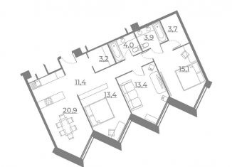 Продам 3-ком. квартиру, 89.1 м2, Москва, улица Сокольнический Вал, 3, улица Сокольнический Вал