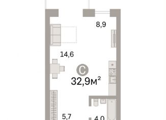 Продается квартира студия, 32.9 м2, Краснодар, Бородинская улица, 152, Бородинская улица