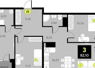 3-комнатная квартира на продажу, 82.1 м2, Тюменская область