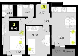 Продам 2-комнатную квартиру, 59.7 м2, Тюменская область