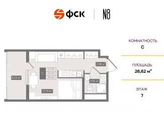 Продаю квартиру студию, 26.6 м2, Санкт-Петербург, Новгородская улица, 8В, Центральный район