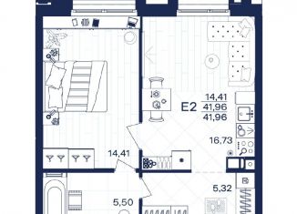 Продается 1-комнатная квартира, 42 м2, Тула