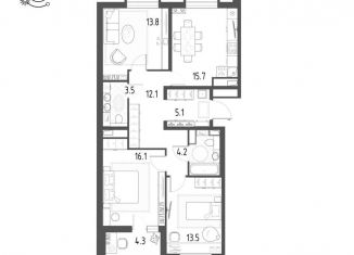 Продается 3-ком. квартира, 86.2 м2, Омская область, микрорайон Зелёная Река, 5