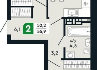 Продам 2-комнатную квартиру, 55.9 м2, Свердловская область, улица Бажова, 30А