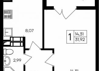 Продается 1-комнатная квартира, 31.9 м2, Крым