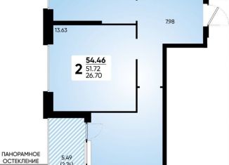 Продается 2-ком. квартира, 54.5 м2, Краснодар, Прикубанский округ