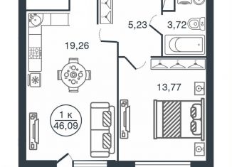 Продается однокомнатная квартира, 40.4 м2, Тверь