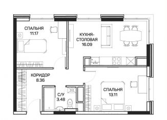 2-комнатная квартира на продажу, 52.4 м2, Москва, метро Бибирево, улица Корнейчука, 27с7