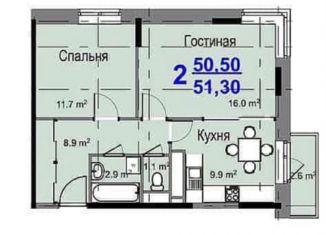 2-комнатная квартира на продажу, 53.1 м2, Звенигород