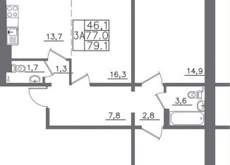 Продается 3-комнатная квартира, 79.1 м2, Иркутск, Октябрьский округ