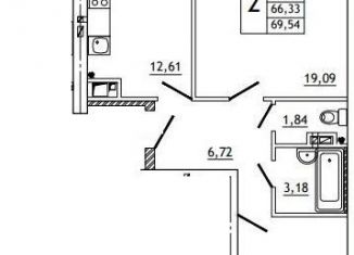 Продам 2-комнатную квартиру, 69.9 м2, деревня Алтуховка