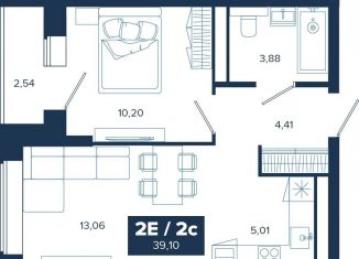 1-ком. квартира на продажу, 39.1 м2, Екатеринбург, ЖК Ривер Парк