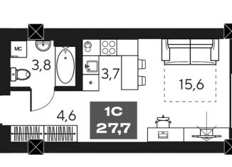 Продам квартиру студию, 27.7 м2, Новосибирск, ЖК Инские Холмы