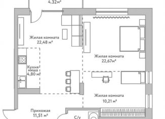 Продажа 3-комнатной квартиры, 77.9 м2, Новосибирск, Дачное шоссе, 22/3