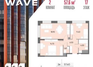 Продается 2-комнатная квартира, 57.6 м2, Москва, район Москворечье-Сабурово