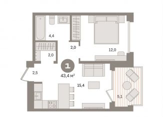 Продаю 1-комнатную квартиру, 43.4 м2, Москва, Дубининская улица, вл59к2, метро Павелецкая