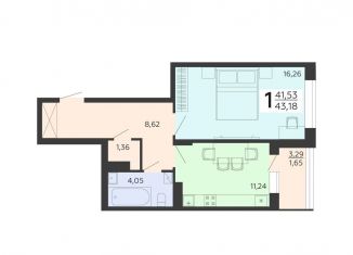 Однокомнатная квартира на продажу, 43.2 м2, Воронеж, улица Независимости, 78Бк1