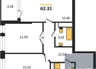 Продажа 2-ком. квартиры, 62.3 м2, Воронеж, Железнодорожный район, набережная Чуева, 7