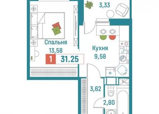 Продаю однокомнатную квартиру, 31.3 м2, Мурино, ЖК Графика