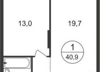 Продажа однокомнатной квартиры, 40.9 м2, Москва, 11-я фаза, к4