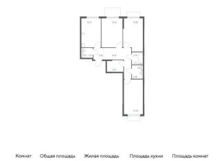 Продажа трехкомнатной квартиры, 78.4 м2, деревня Мисайлово, микрорайон Пригород Лесное, к19