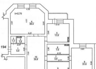 3-комнатная квартира на продажу, 123.7 м2, Воронежская область, улица Моисеева, 10