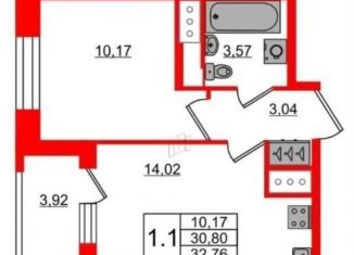 Продается 1-комнатная квартира, 30.8 м2, Санкт-Петербург, метро Елизаровская, Октябрьская набережная, 36к4